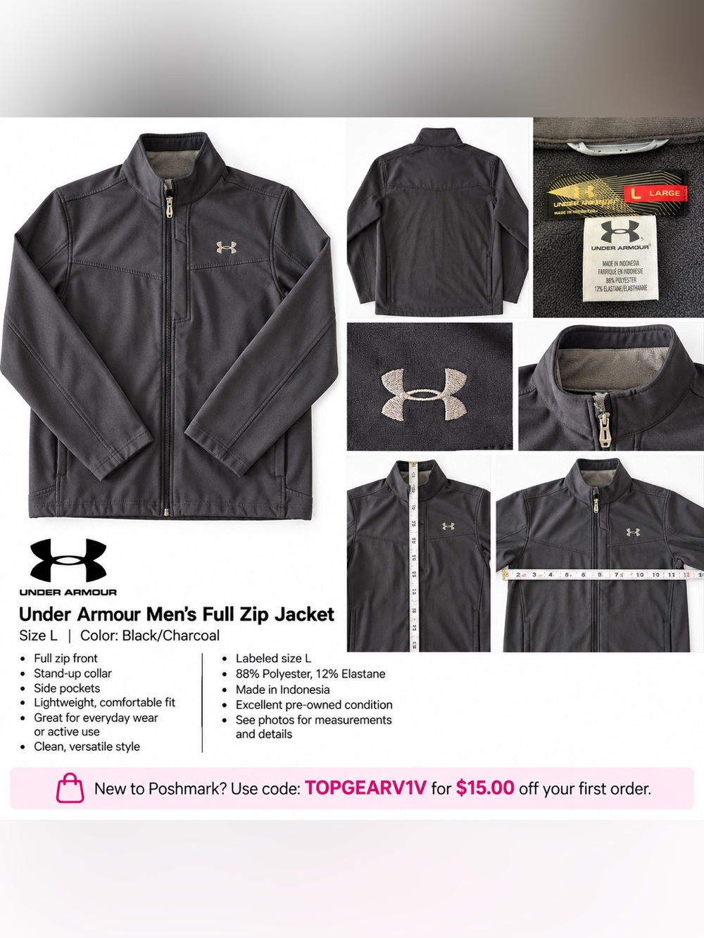 UNDER ARMOUR
Under Armour Men's Full Zip Jacket
Size L | Color: Black/Charcoal